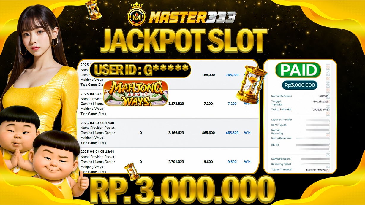 JACKPOT Rp 3.000.000 JUTA DI MASTER333 LANGSUNG DI BAYAR LUNAS